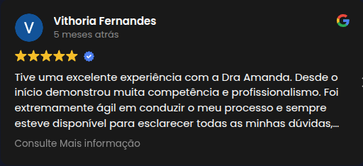 Avaliação 1 – Google Meu Negócio Amanda Bueno Advocacia