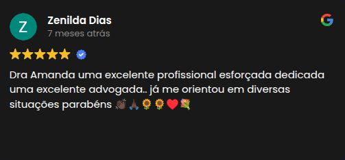 Avaliação 4 – Google Meu Negócio Amanda Bueno Advocacia