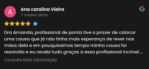 Avaliação 6 – Google Meu Negócio Amanda Bueno Advocacia